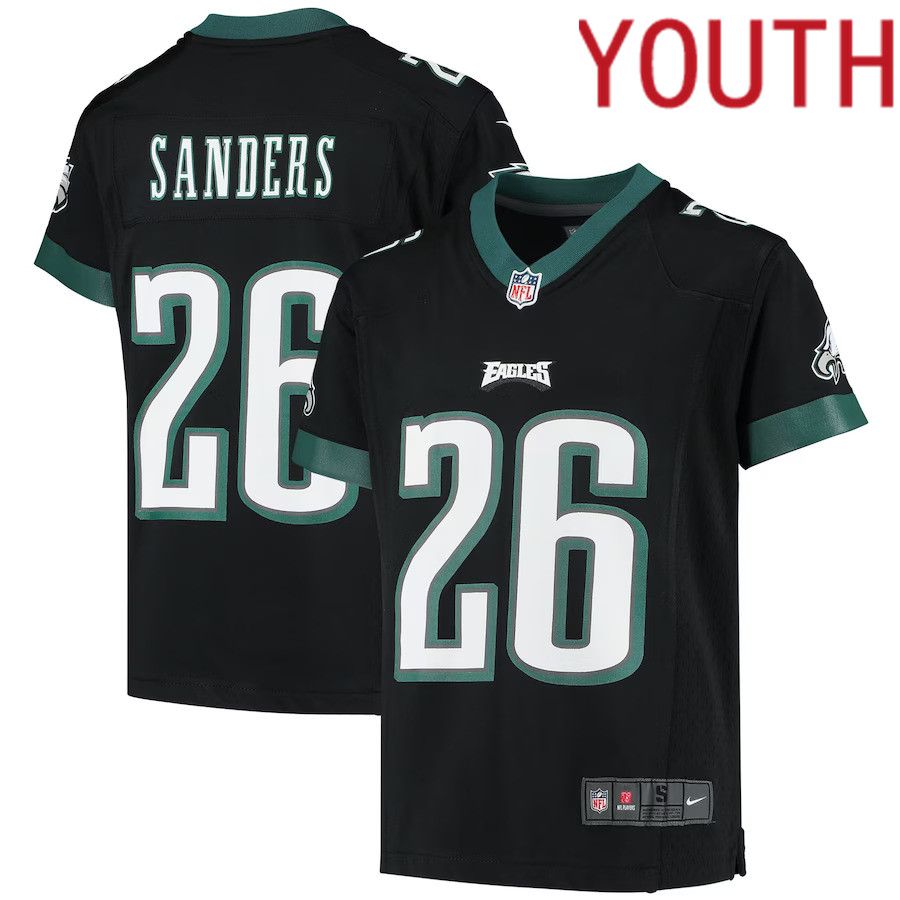 Youth Philadelphia Eagles 26 Miles Sanders Nike Black Game NFL Jersey